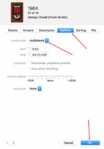 Setting MP3 as Audiobook in iTunes