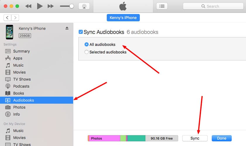 Syncing All Audiobooks to iPhone