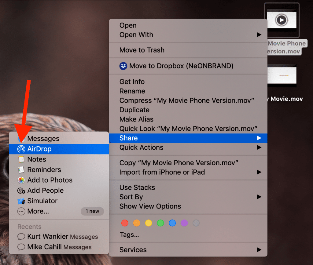 Airdrop iMovie to iPhone